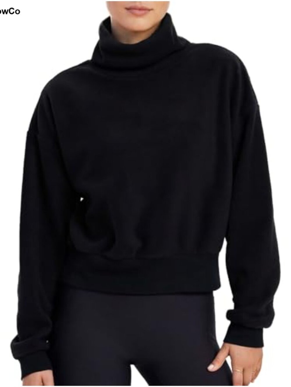 Cropped Fleece Mock Neck Sweatshirt Womens Loose Pullover Long Sleeve Top